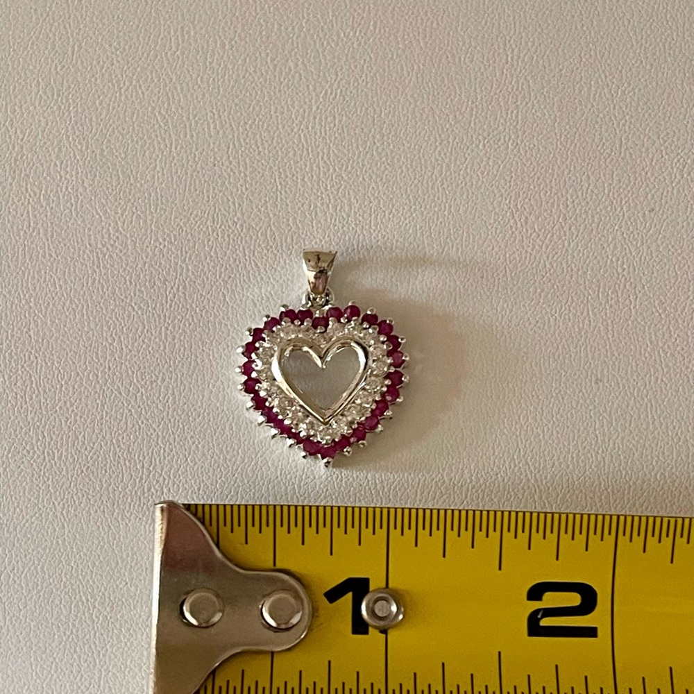Genuine Ruby/CZ Heart Slider Pendant - Picture 11 of 11